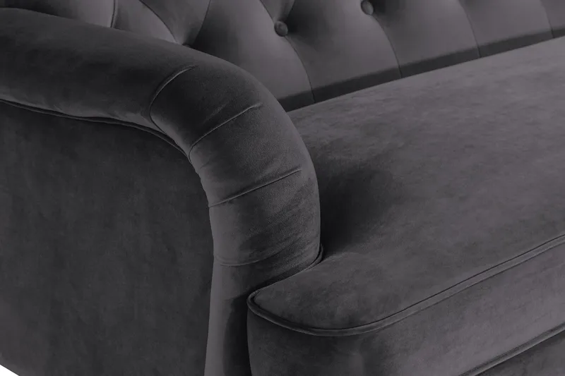 Howard Riviera 3-sits Svängd Sammetssoffa - Mörkgrå - Möbler - Soffa - Howardsoffa