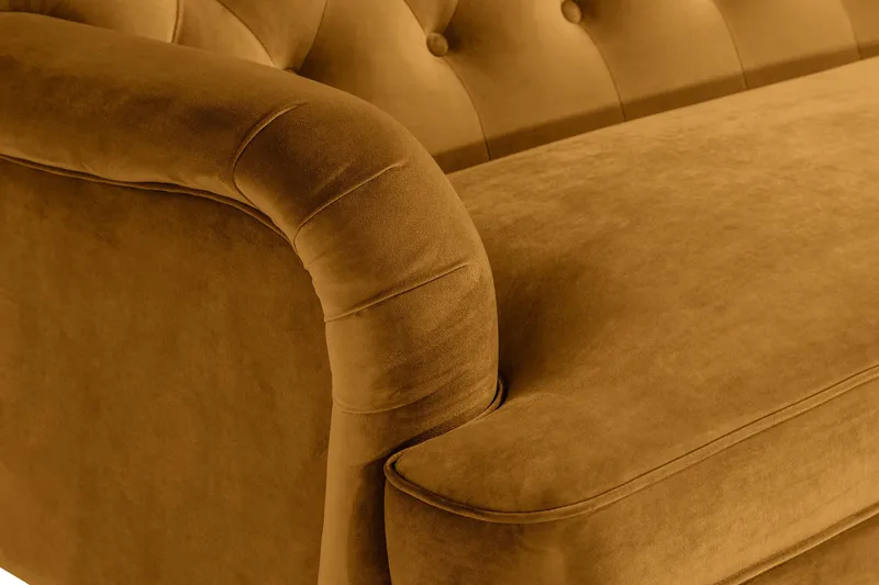 Howard Riviera 3-sits Svängd Sammetssoffa - Mörkgul - Möbler - Soffa - Howardsoffa