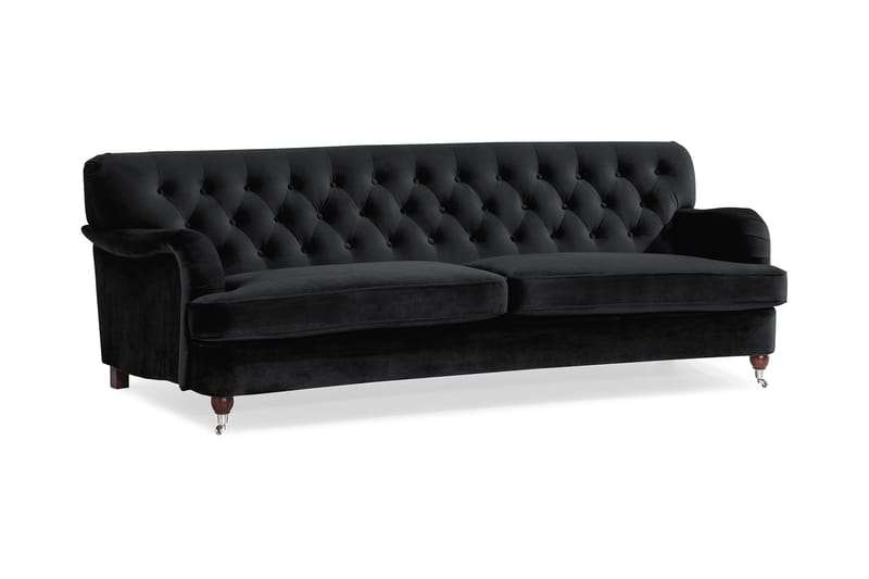Howard Riviera 3-sits Svängd Sammetssoffa - Svart - Möbler - Soffa - Howardsoffa