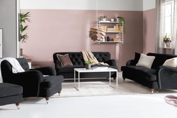 Howard Riviera 3-sits Svängd Sammetssoffa - Svart - Möbler - Soffa - Howardsoffa