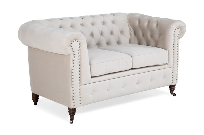 Sammetssoffa Chester Deluxe 2-sits - Beige - Sammetssoffa - 2 sits soffa - Howardsoffa - Chesterfield soffa