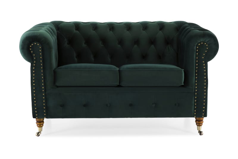 Sammetssoffa Chester Deluxe 2-sits - Mörkgrön - Sammetssoffa - 2 sits soffa - Howardsoffa - Chesterfield soffa