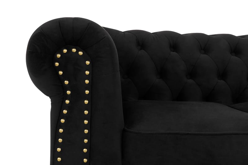 Sammetssoffa Chester Deluxe 2-sits - Svart - Möbler - Soffa - Howardsoffa
