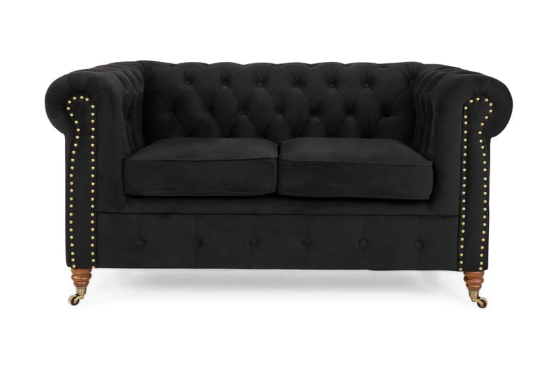 Sammetssoffa Chester Deluxe 2-sits - Svart - Sammetssoffa - 2 sits soffa - Howardsoffa - Chesterfield soffa