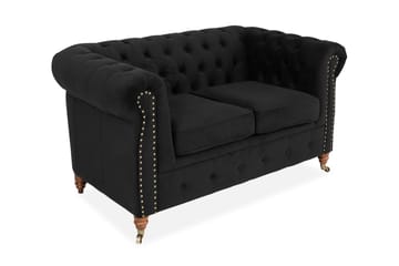 Sammetssoffa Chester Deluxe 2-sits - Svart - Möbler - Soffa - Howardsoffa