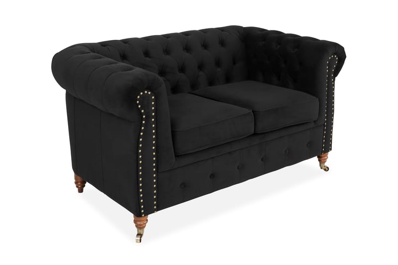 Sammetssoffa Chester Deluxe 2-sits - Svart - Möbler - Soffa - Howardsoffa