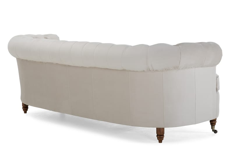 Sammetssoffa Chester Deluxe 3-sits Svängd - Beige - Sammetssoffa - 3 sits soffa - Howardsoffa - Chesterfield soffa