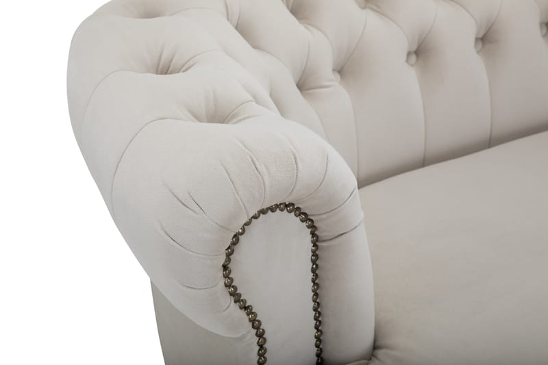 Sammetssoffa Chester Deluxe 3-sits Svängd - Beige - Sammetssoffa - 3 sits soffa - Howardsoffa - Chesterfield soffa