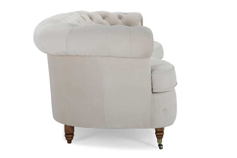 Sammetssoffa Chester Deluxe 3-sits Svängd - Beige - Sammetssoffa - 3 sits soffa - Howardsoffa - Chesterfield soffa