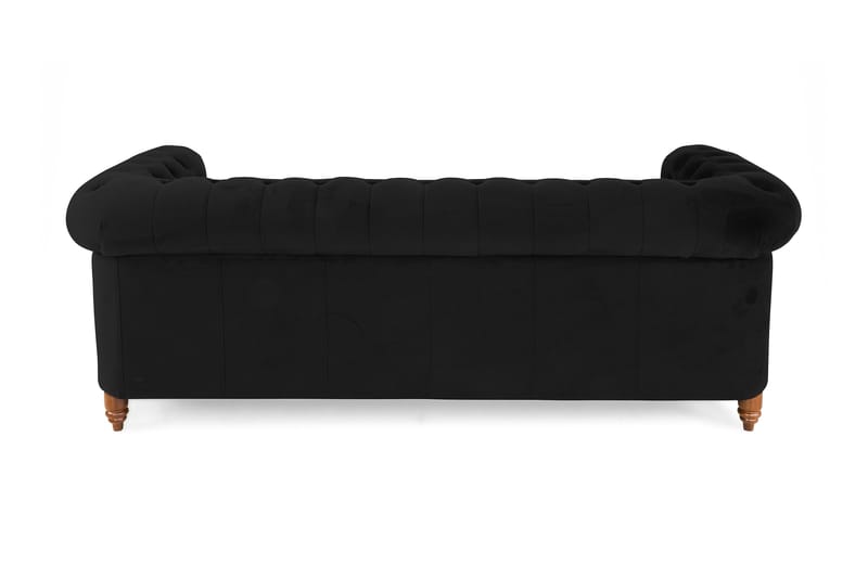 Sammetssoffa Chester Deluxe 3-sits - Svart - 3 sits soffa - Sammetssoffa - Howardsoffa - Chesterfield soffa