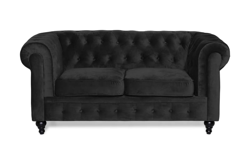 Sammetssoffa Walton Lyx 2-sits - Svart - Sammetssoffa - 2 sits soffa - Howardsoffa - Chesterfield soffa