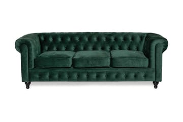 Sammetssoffa Walton Lyx 3-sits - Mörkgrön - Möbler - Soffa - Howardsoffa