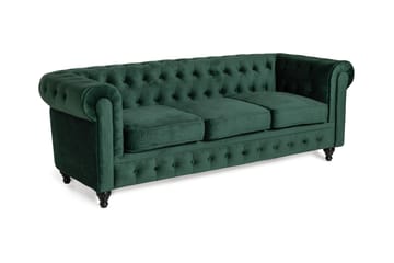 Sammetssoffa Walton Lyx 3-sits - Mörkgrön - Möbler - Soffa - Howardsoffa