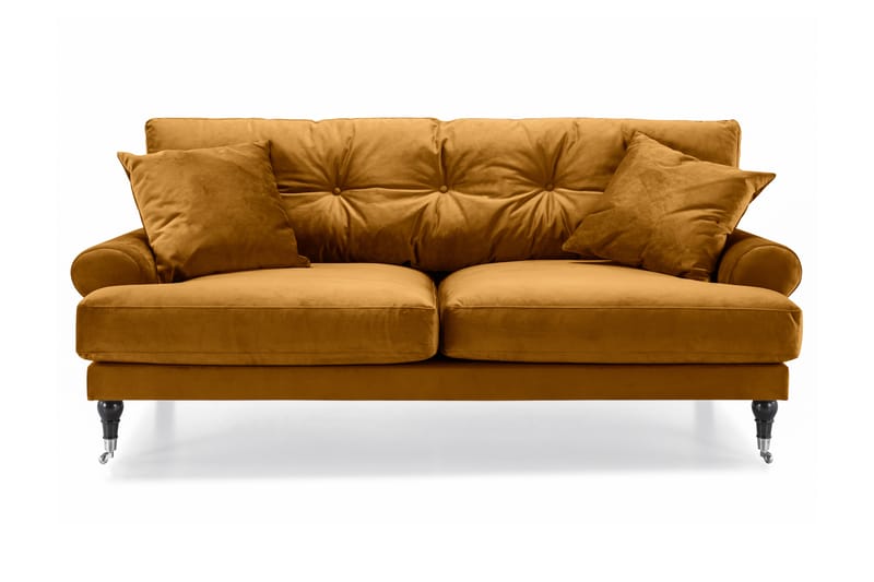 Sammetssoffa Webber 2-sits - Amber|Krom - Sammetssoffa - 2 sits soffa - Howardsoffa