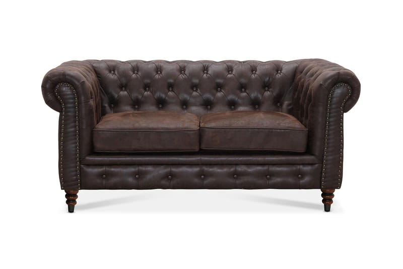 Soffa Cambridge 2-sits - Brun - Skinnsoffa - Chesterfield soffa - 2 sits soffa - Howardsoffa