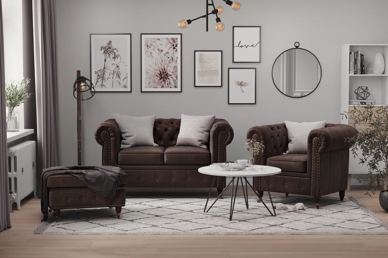 Soffa Chester Deluxe 2-sits - Mörkbrun - Möbler - Soffa - Howardsoffa