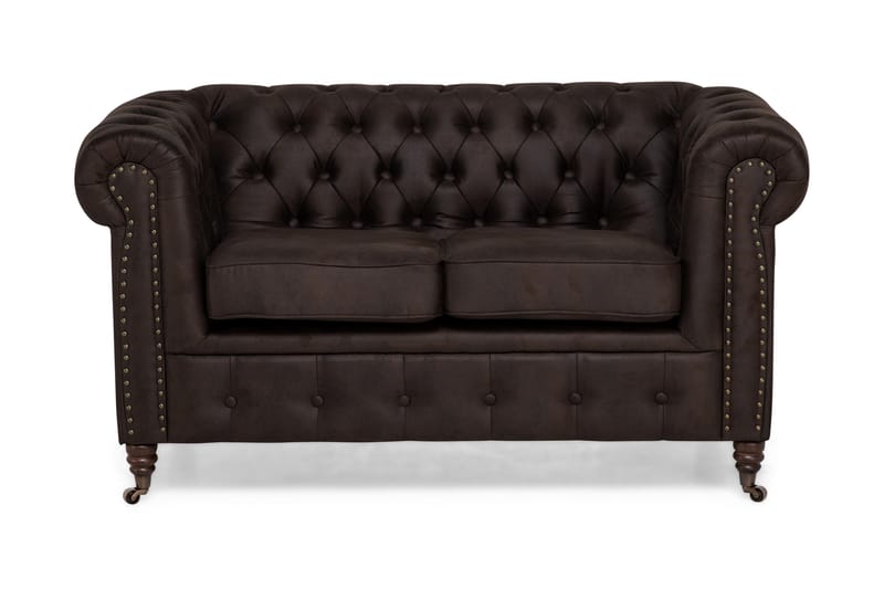 Soffa Chester Deluxe 2-sits - Mörkbrun - Howardsoffa - Chesterfield soffa - 2 sits soffa - Skinnsoffa