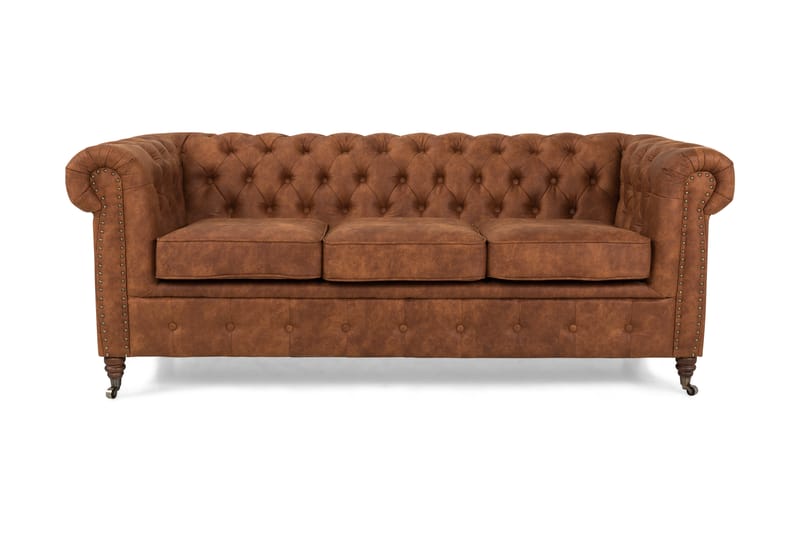 Soffa Chester Deluxe 3-sits - Cognac - Skinnsoffa - Chesterfield soffa - 3 sits soffa - Howardsoffa