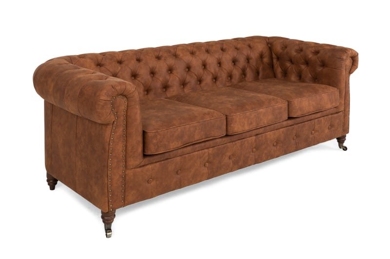 Soffa Chester Deluxe 3-sits - Cognac - Skinnsoffa - Chesterfield soffa - 3 sits soffa - Howardsoffa