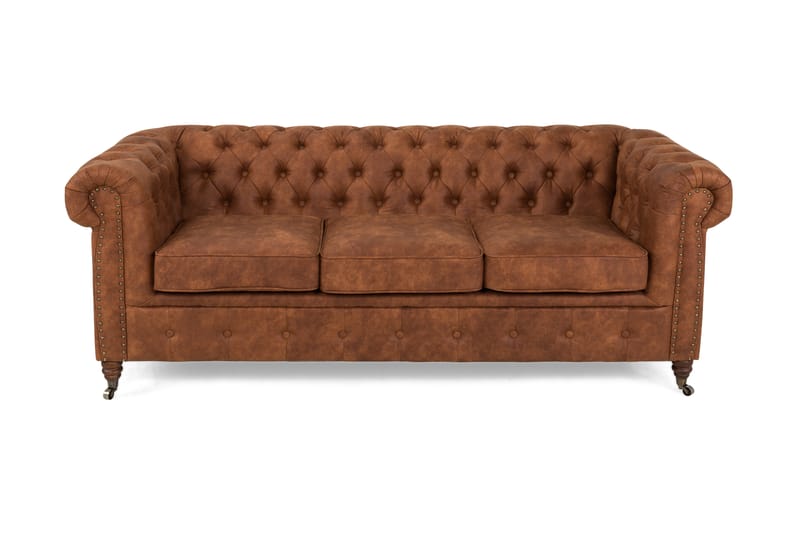 Soffa Chester Deluxe 3-sits - Cognac - Skinnsoffa - Chesterfield soffa - 3 sits soffa - Howardsoffa