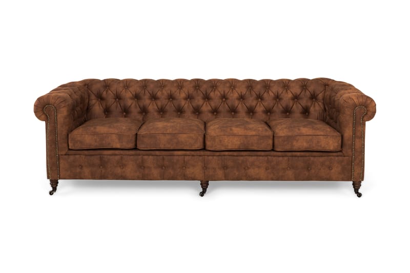 Soffa Chester Deluxe 4-sits - Cognac - Skinnsoffa - 4 sits soffa - Chesterfield soffa - Howardsoffa