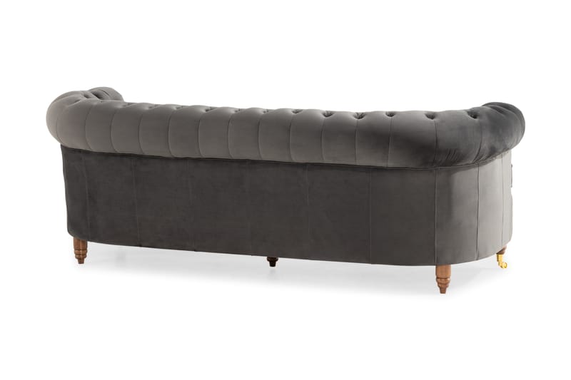 Soffa Chester Deluxe Svängd - Grå - Chesterfield soffa - 3 sits soffa - Howardsoffa