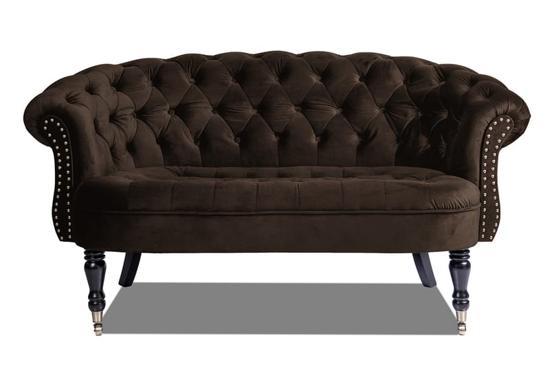 Soffa Chester Ludovic 2-sits - Brun - Sammetssoffa - 2 sits soffa - Howardsoffa - Chesterfield soffa