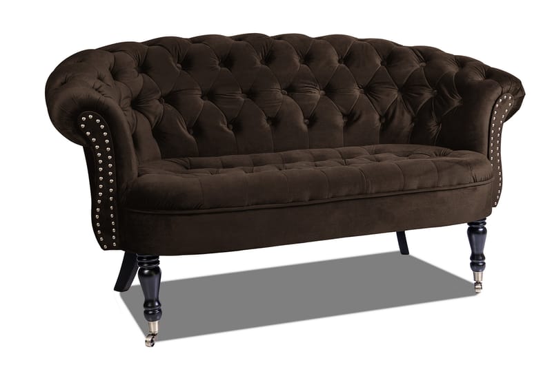 Soffa Chester Ludovic 2-sits - Brun - Sammetssoffa - 2 sits soffa - Howardsoffa - Chesterfield soffa