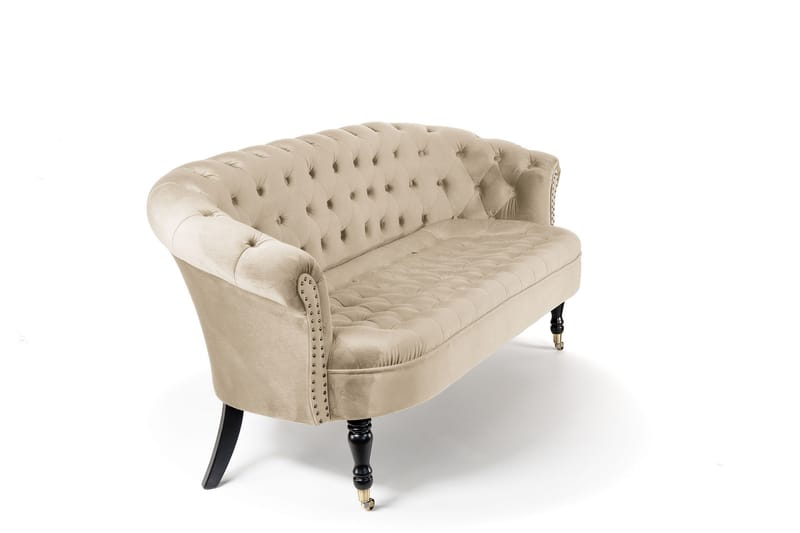 Soffa Chester Ludovic 3-sits - Beige - Sammetssoffa - 3 sits soffa - Howardsoffa - Chesterfield soffa