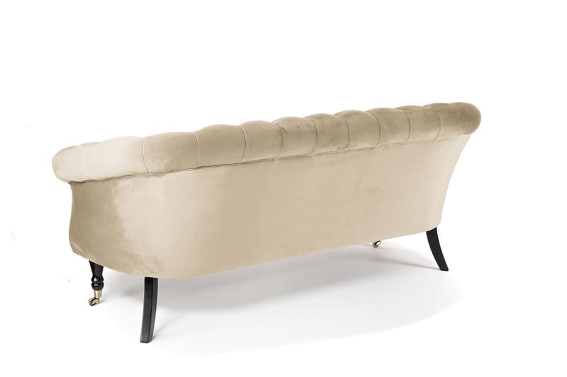 Soffa Chester Ludovic 3-sits - Beige - Sammetssoffa - 3 sits soffa - Howardsoffa - Chesterfield soffa