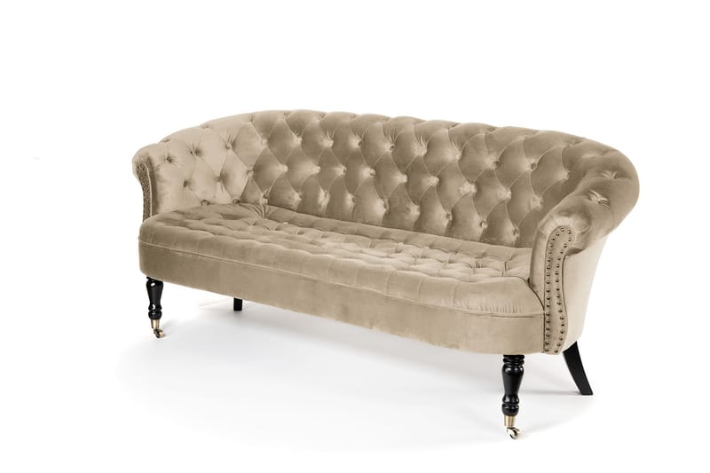 Soffa Chester Ludovic 3-sits - Beige - Sammetssoffa - 3 sits soffa - Howardsoffa - Chesterfield soffa