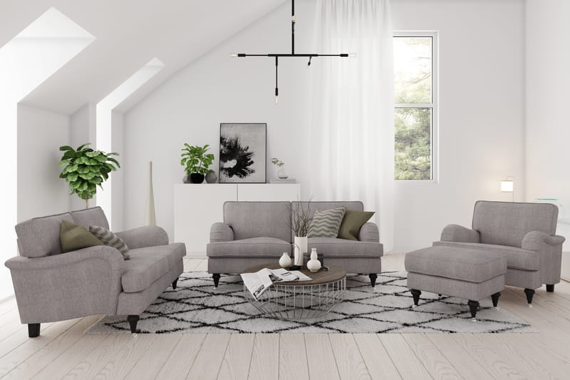 Soffa Oxford Classic 3-sits - Grå|Brun - Howardsoffa - 3 sits soffa