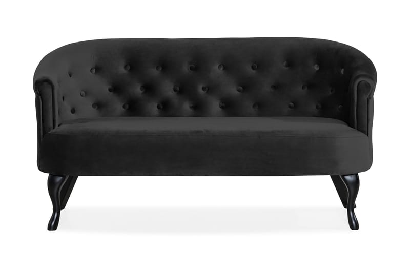 Soffa Thunia Siss Sammet - Svart - Sammetssoffa - 2 sits soffa - Howardsoffa