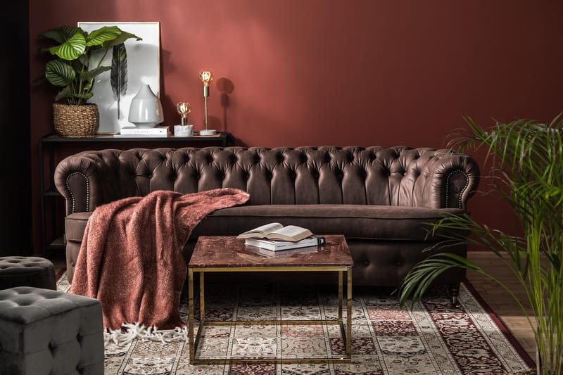 Soffa Walton Lyx 3-sits Svängd - Mörkbrun - Möbler - Soffa - Howardsoffa