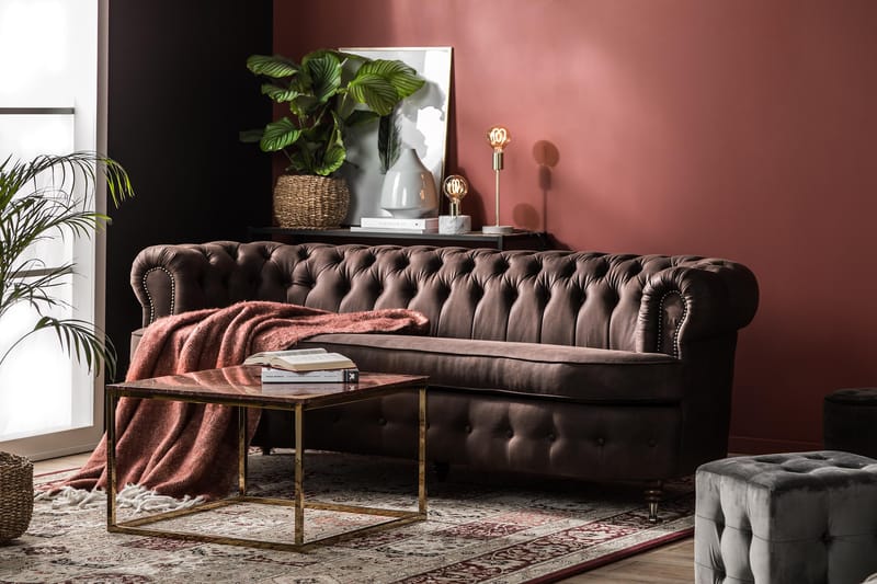Soffa Walton Lyx 3-sits Svängd - Mörkbrun - Möbler - Soffa - Howardsoffa