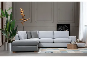 Huelva 5-sits Vänstervänd L-formad Divansoffa 308 cm med Schäslong i Tyg - Grå - Möbler - Soffa - Divansoffa & schäslongsoffa