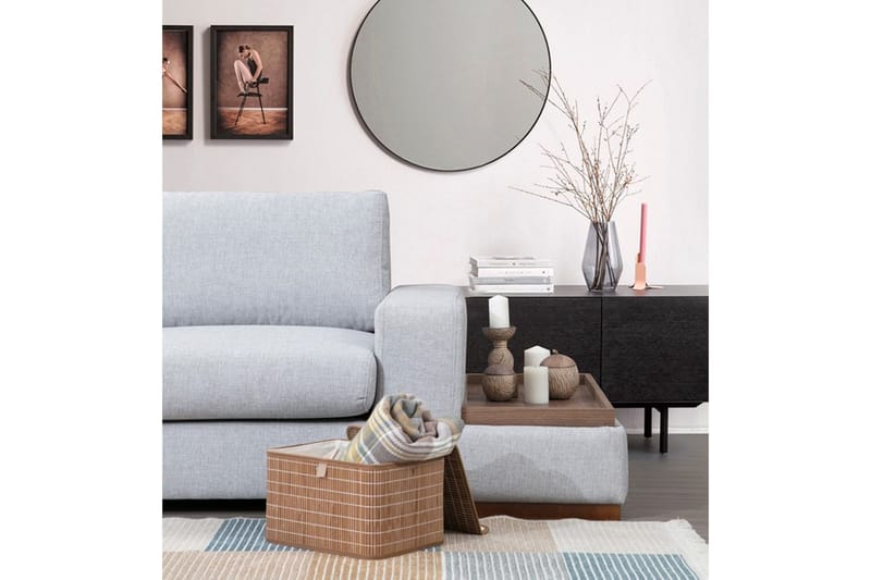 Huelva 5-sits Vänstervänd L-formad Divansoffa 308 cm med Schäslong i Tyg - Grå - Möbler - Soffa - Divansoffa & schäslongsoffa