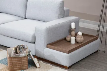 Huelva 5-sits Vänstervänd L-formad Divansoffa 308 cm med Schäslong i Tyg - Grå - Möbler - Soffa - Divansoffa & schäslongsoffa