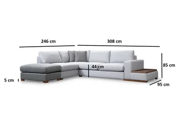 Huelva 5-sits Vänstervänd L-formad Divansoffa 308 cm med Schäslong i Tyg - Grå - Möbler - Soffa - Divansoffa & schäslongsoffa