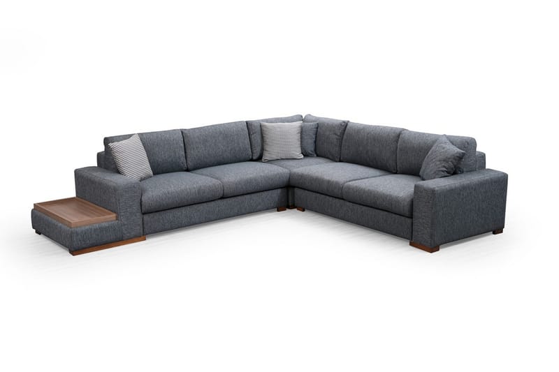 Huelva 5-sits Vänstervänd L-formad Hörnsoffa 323 cm med Sidobord i Tyg - Grå - Möbler - Soffa - Hörnsoffa