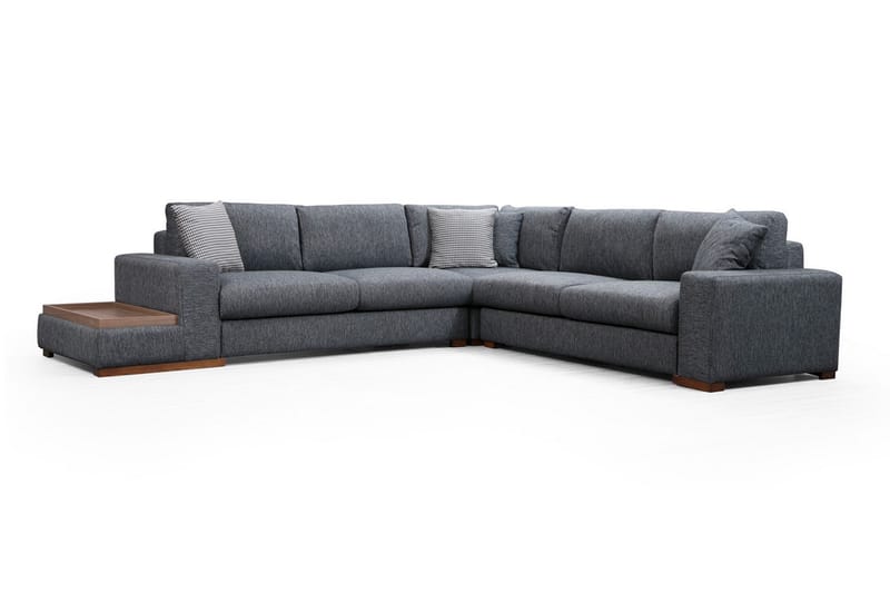 Huelva 5-sits Vänstervänd L-formad Hörnsoffa 323 cm med Sidobord i Tyg - Grå - Möbler - Soffa - Hörnsoffa