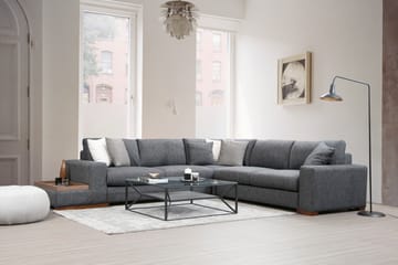 Huelva 5-sits Vänstervänd L-formad Hörnsoffa 323 cm med Sidobord i Tyg - Grå - Möbler - Soffa - Hörnsoffa