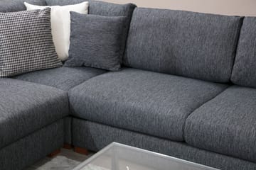 Huelva 5-sits Vänstervänd L-formad Hörnsoffa 323 cm med Sidobord i Tyg - Grå - Möbler - Soffa - Hörnsoffa