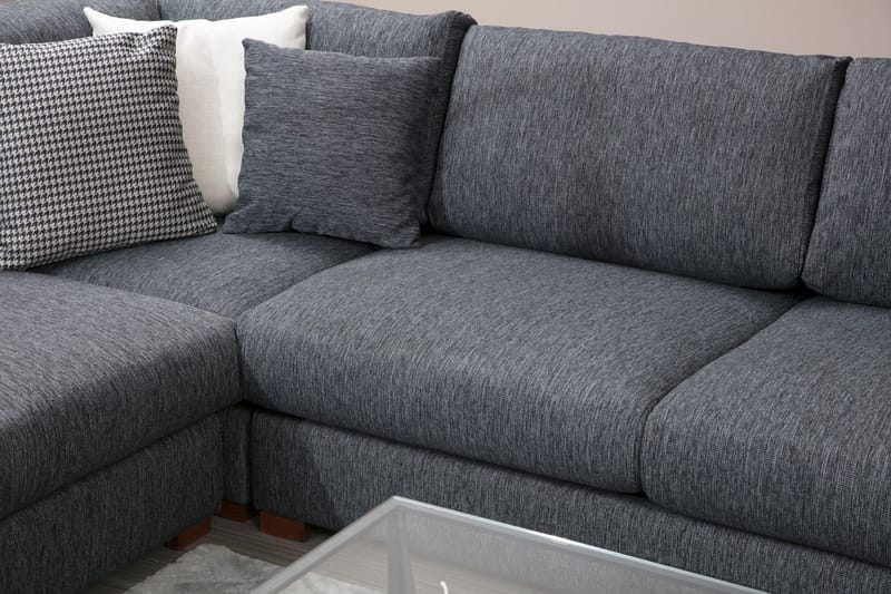 Huelva 5-sits Vänstervänd L-formad Hörnsoffa 323 cm med Sidobord i Tyg - Grå - Möbler - Soffa - Hörnsoffa