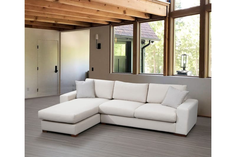 Huelva Högervänd L-formad Divansoffa med Schäslong 270 cm i Tyg - Benvit - Möbler - Soffa - Divansoffa & schäslongsoffa