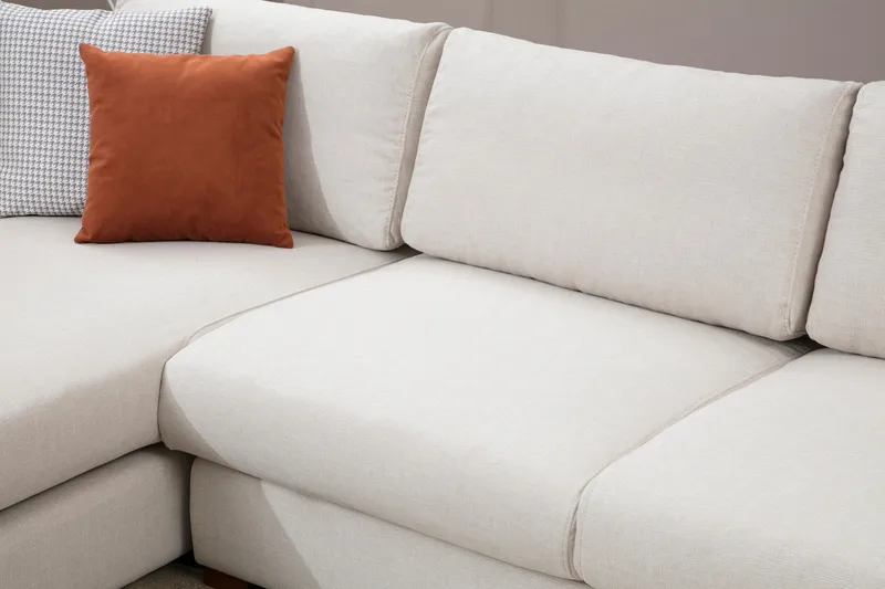 Huelva Högervänd L-formad Divansoffa med Schäslong 270 cm i Tyg - Benvit - Möbler - Soffa - Divansoffa & schäslongsoffa