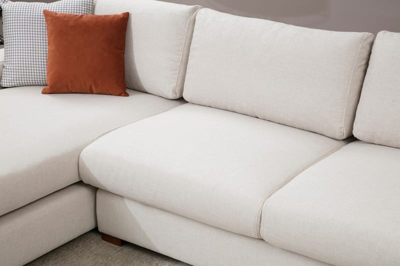 Huelva Högervänd L-formad Divansoffa med Schäslong 270 cm i Tyg - Benvit - Möbler - Soffa - Divansoffa & schäslongsoffa