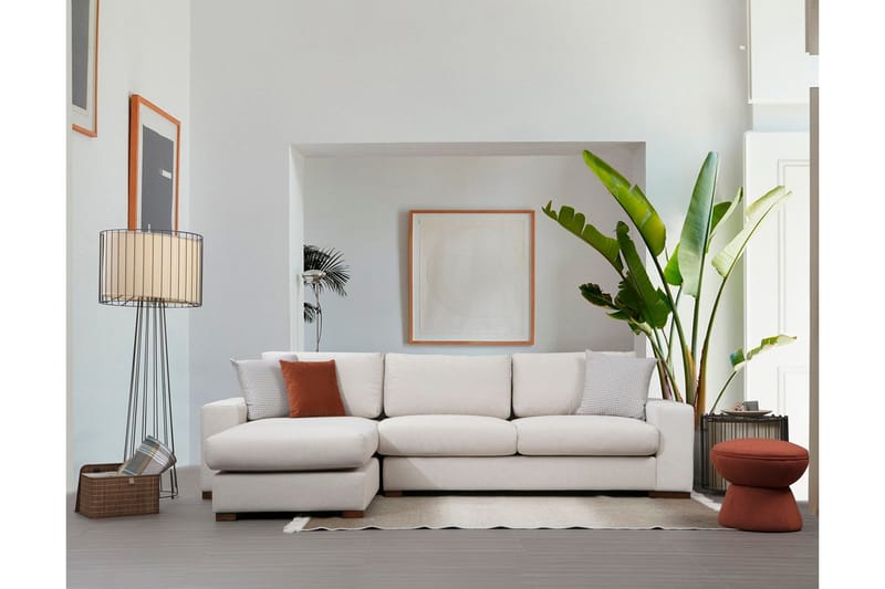 Huelva Högervänd L-formad Divansoffa med Schäslong 270 cm i Tyg - Benvit - Möbler - Soffa - Divansoffa & schäslongsoffa