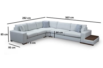 Huelva Högervänd L-formad Hörnsoffa 363 cm i Tyg med Sidobord - Ljusblågrå - Möbler - Soffa - Hörnsoffa