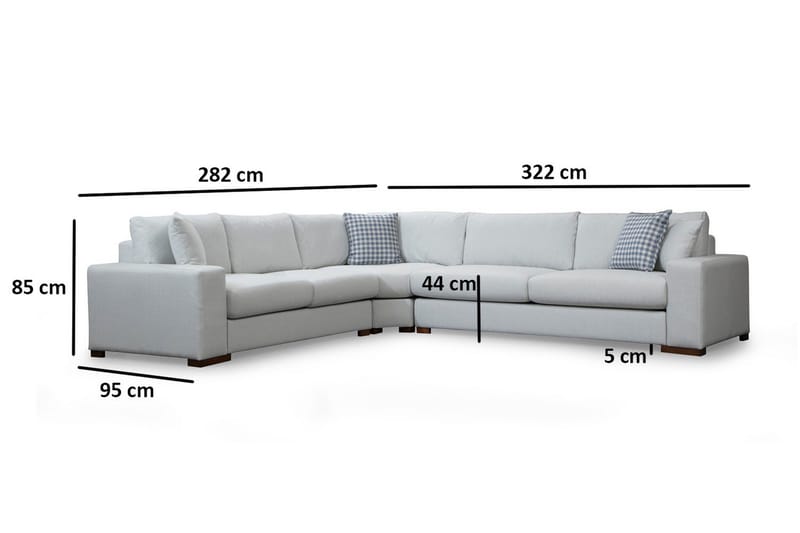 Huelva Vänstervänd L-formad Hörnsoffa 322 cm i Tyg med Breda Armstöd - Isblå - Möbler - Soffa - Hörnsoffa